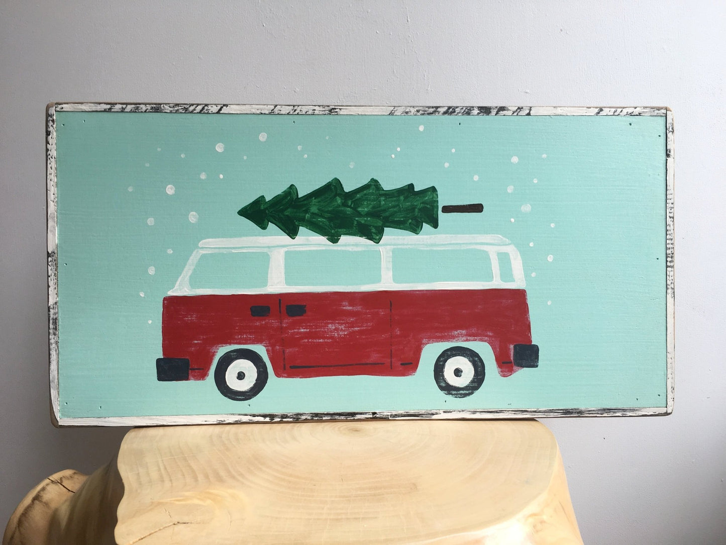 VW Bus with Tree - true RED betty
