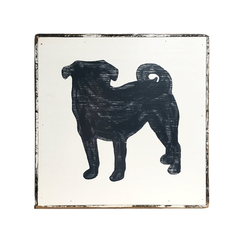 Pug silhouette painting