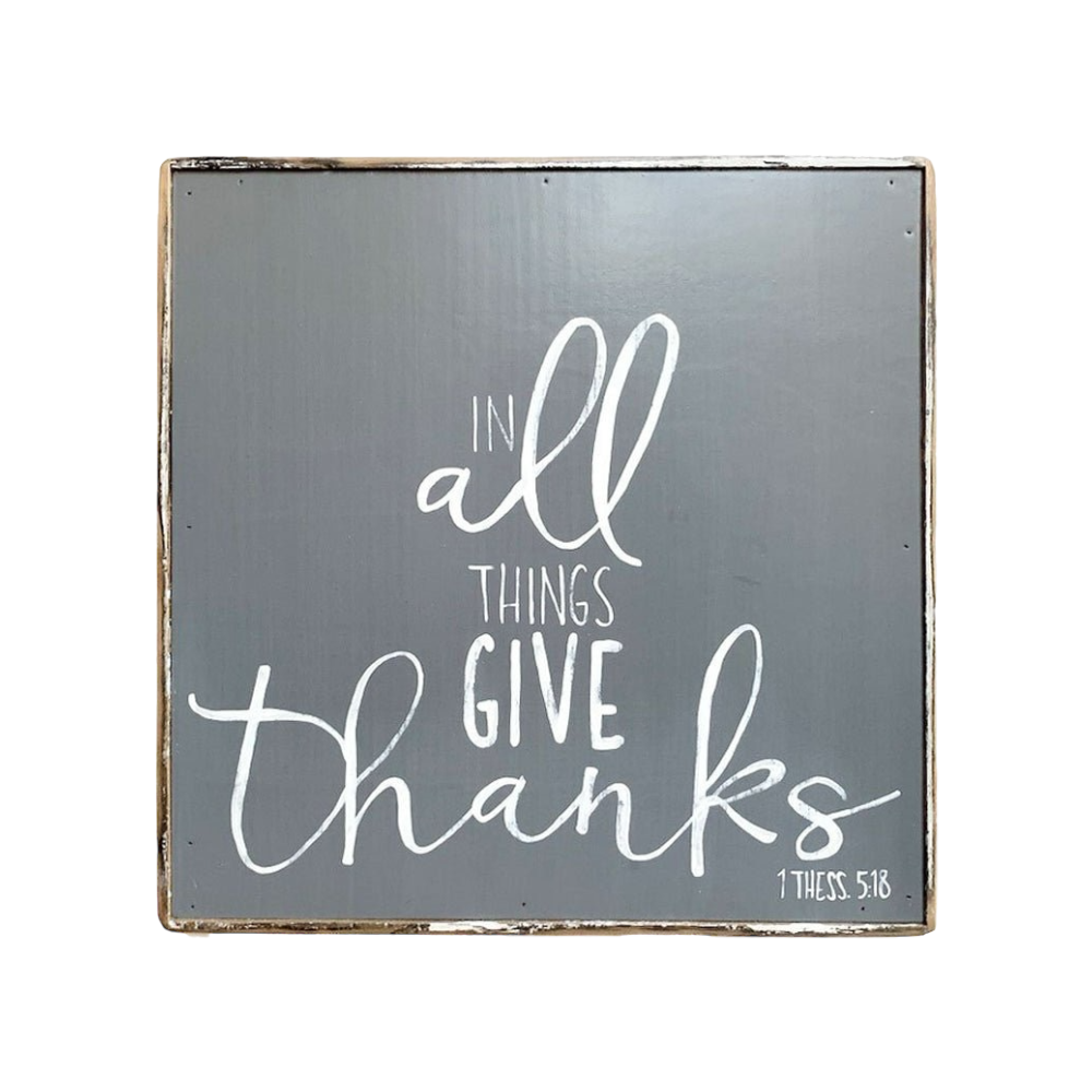 in all things give thanks charcoal painting