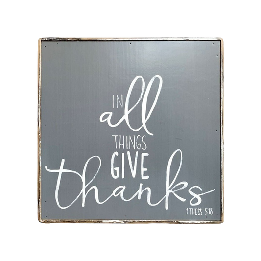 in all things give thanks charcoal painting
