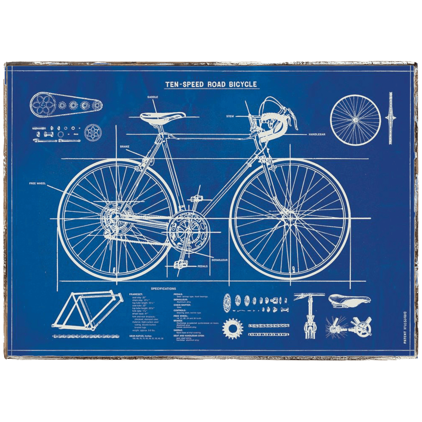 Bicycle Blueprint Framed Poster - true RED betty