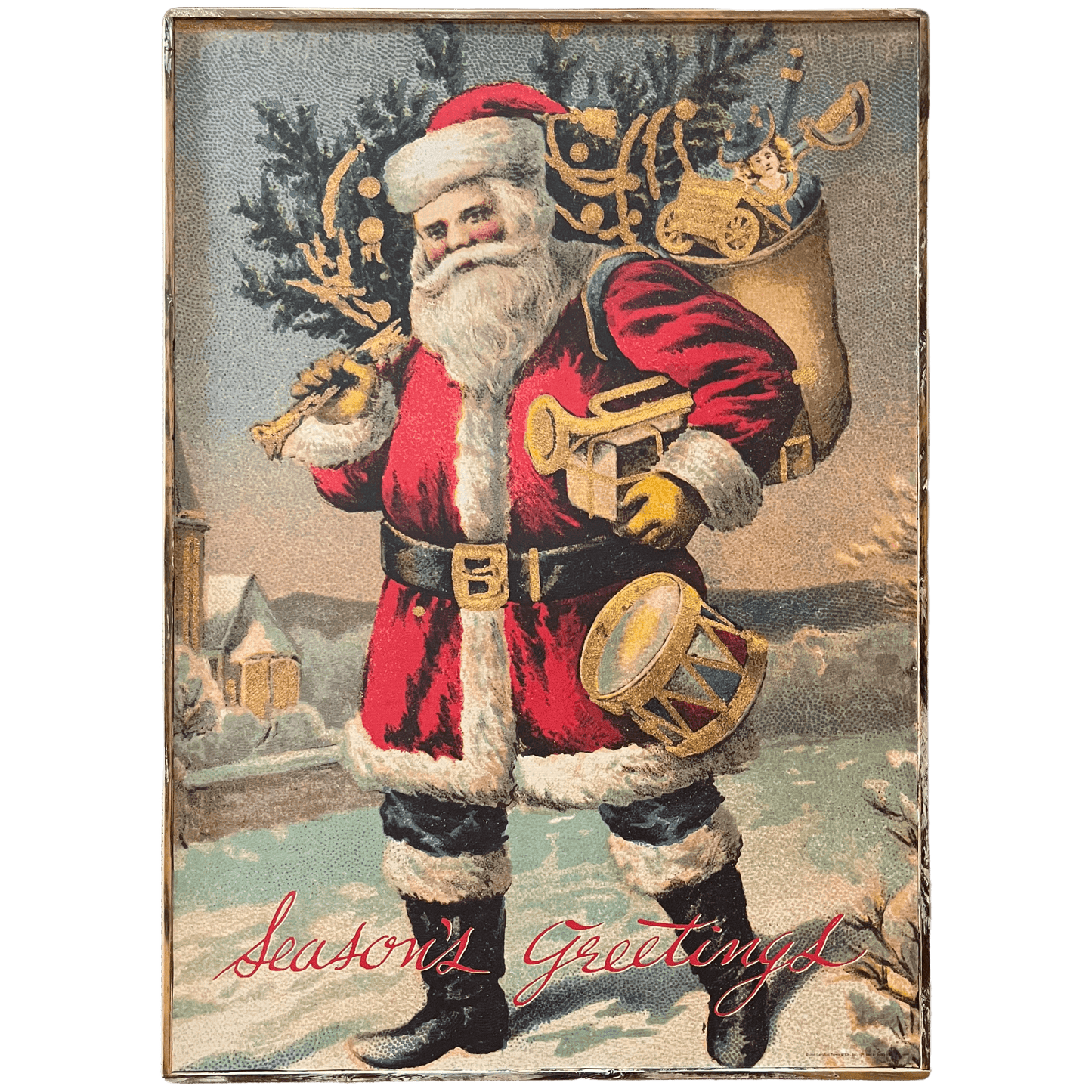 Santa Season's Greetings Framed Poster - true RED betty