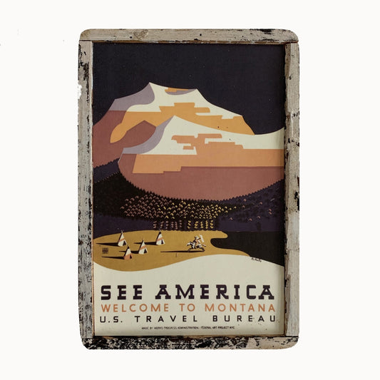 See America Welcome to Montana Framed Card - true RED betty