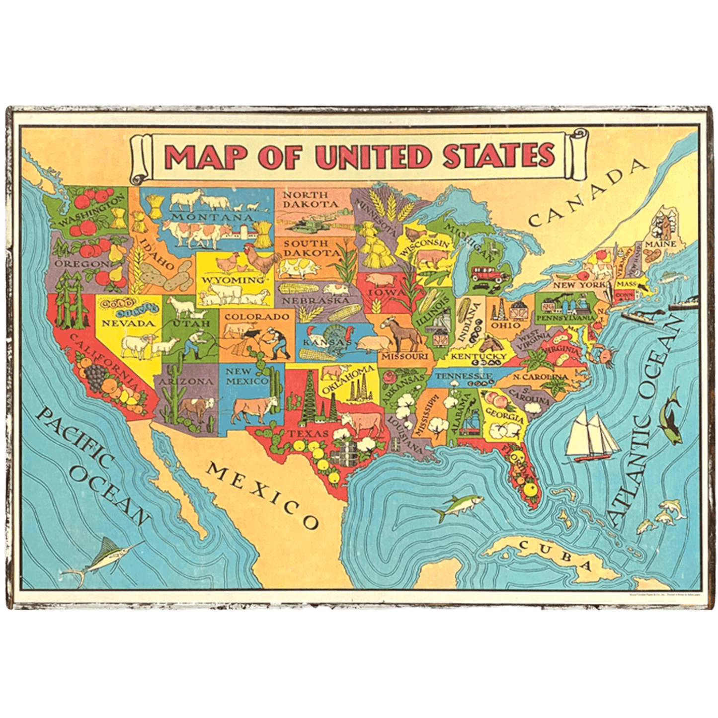 US Map (Colorful) Framed Poster - true RED betty